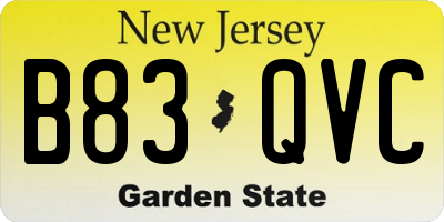 NJ license plate B83QVC