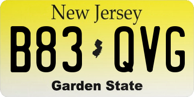 NJ license plate B83QVG