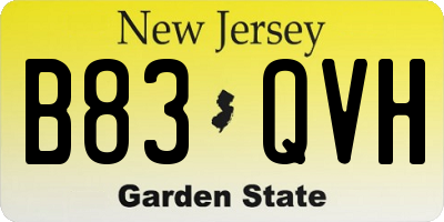 NJ license plate B83QVH