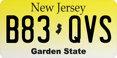 NJ license plate B83QVS