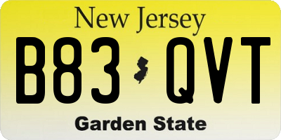 NJ license plate B83QVT