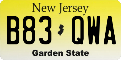 NJ license plate B83QWA