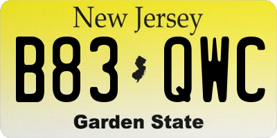 NJ license plate B83QWC