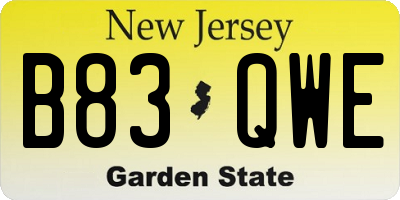 NJ license plate B83QWE