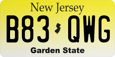 NJ license plate B83QWG