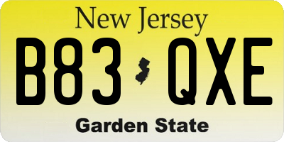 NJ license plate B83QXE