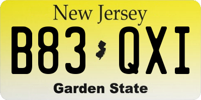 NJ license plate B83QXI