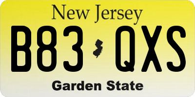 NJ license plate B83QXS