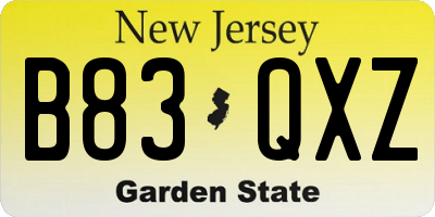 NJ license plate B83QXZ