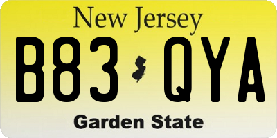 NJ license plate B83QYA