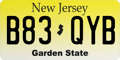 NJ license plate B83QYB