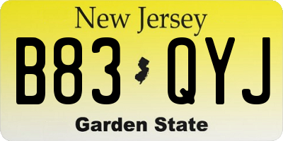 NJ license plate B83QYJ