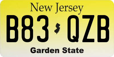 NJ license plate B83QZB