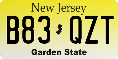NJ license plate B83QZT