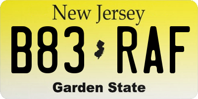 NJ license plate B83RAF