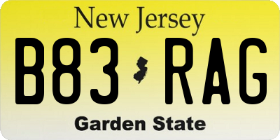 NJ license plate B83RAG