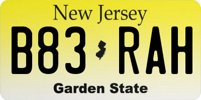 NJ license plate B83RAH