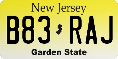 NJ license plate B83RAJ