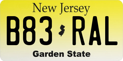 NJ license plate B83RAL