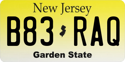 NJ license plate B83RAQ