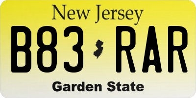 NJ license plate B83RAR