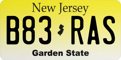 NJ license plate B83RAS