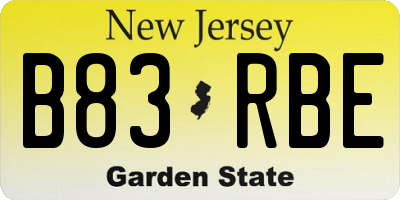NJ license plate B83RBE