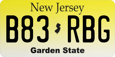 NJ license plate B83RBG