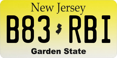 NJ license plate B83RBI