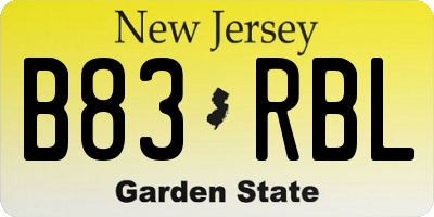 NJ license plate B83RBL