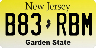 NJ license plate B83RBM