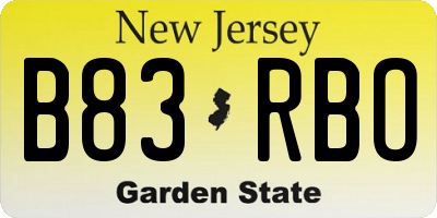 NJ license plate B83RBO