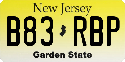 NJ license plate B83RBP