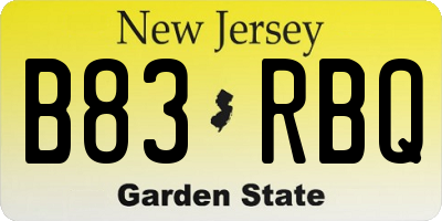 NJ license plate B83RBQ