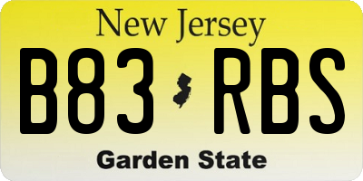 NJ license plate B83RBS