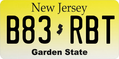 NJ license plate B83RBT