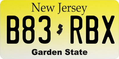 NJ license plate B83RBX