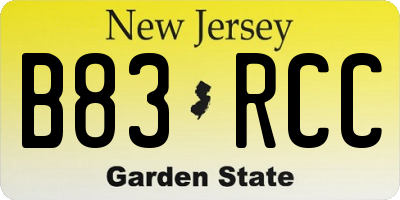 NJ license plate B83RCC