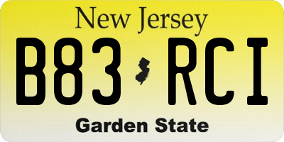 NJ license plate B83RCI