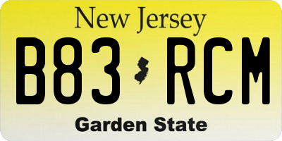 NJ license plate B83RCM
