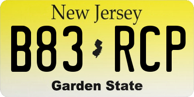 NJ license plate B83RCP