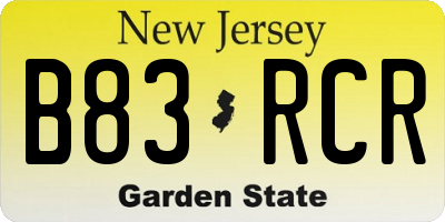 NJ license plate B83RCR