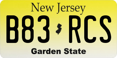 NJ license plate B83RCS