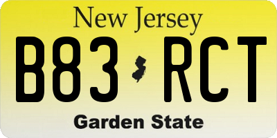 NJ license plate B83RCT