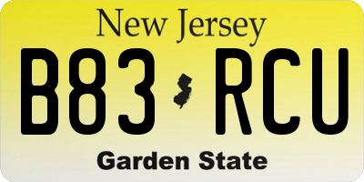 NJ license plate B83RCU