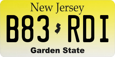 NJ license plate B83RDI