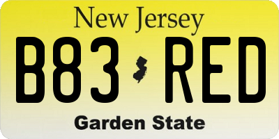 NJ license plate B83RED