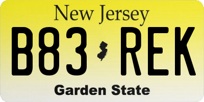 NJ license plate B83REK