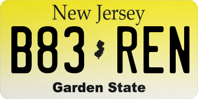 NJ license plate B83REN