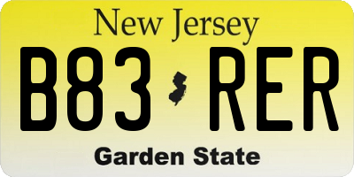 NJ license plate B83RER